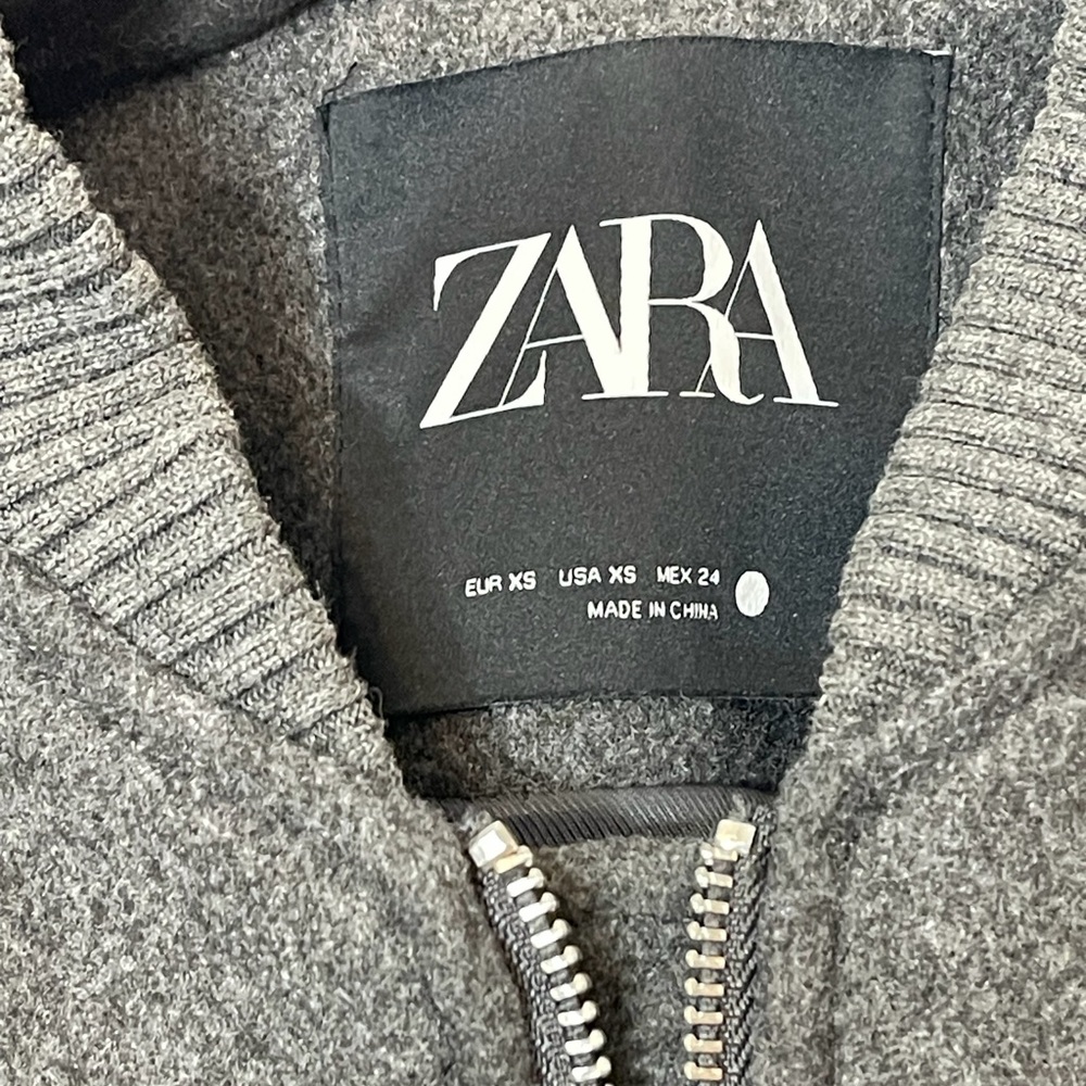 Zara Women’s ‎ Modern Charcoal Bomber Jacket XS l everyday essential | Classic - Picture 3 of 5